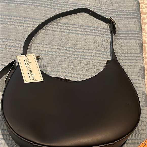 viola castellani Handbags - Black Crescent Hobo Bag with Adjustable Strap